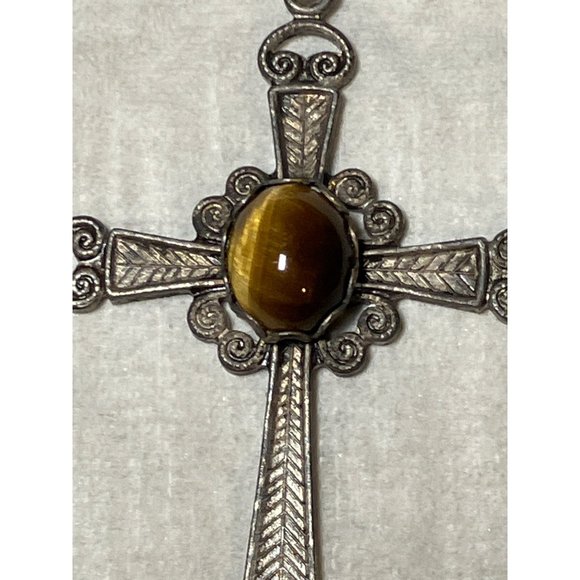 Christian Cross Pendant for Necklace with Center Stone - Picture 2 of 7